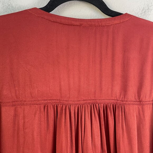 Pilcro Womens Medium Darrah Button Down Blouse Long Sleeve Rust Shirt - Picture 6 of 12